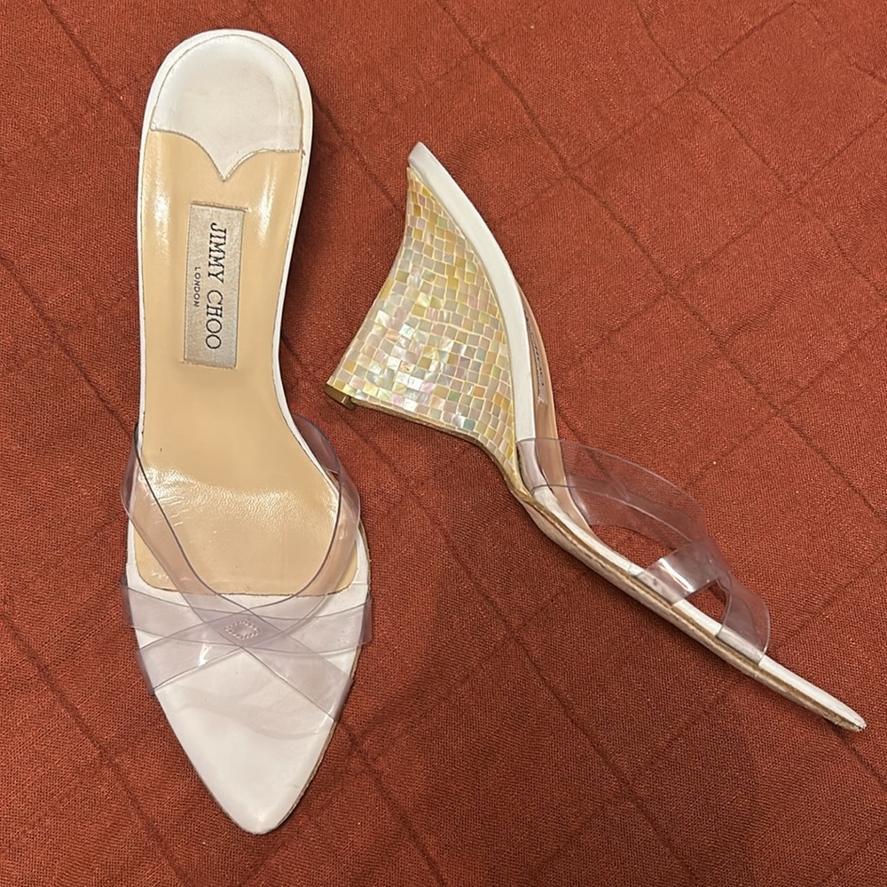 Jimmy Choo Mother of Pearl Wedge Heels